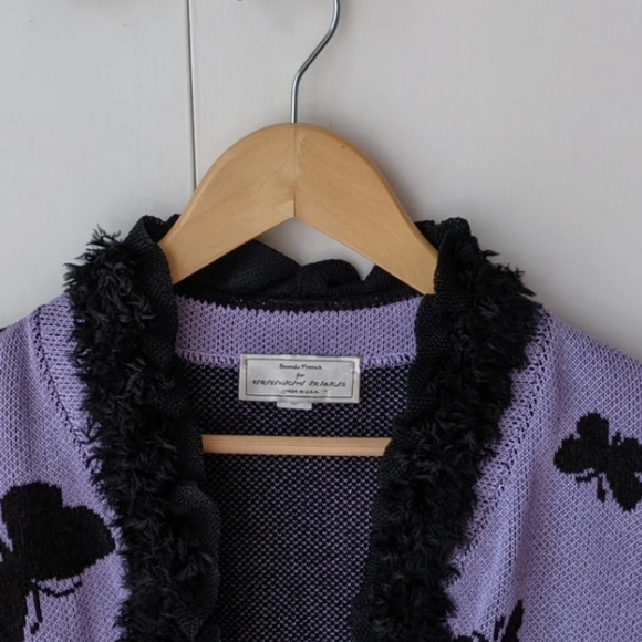 💜Vintage 80s Brenda French for French Rags loomed butterfly sweater vest Size L - Picture 6 of 10